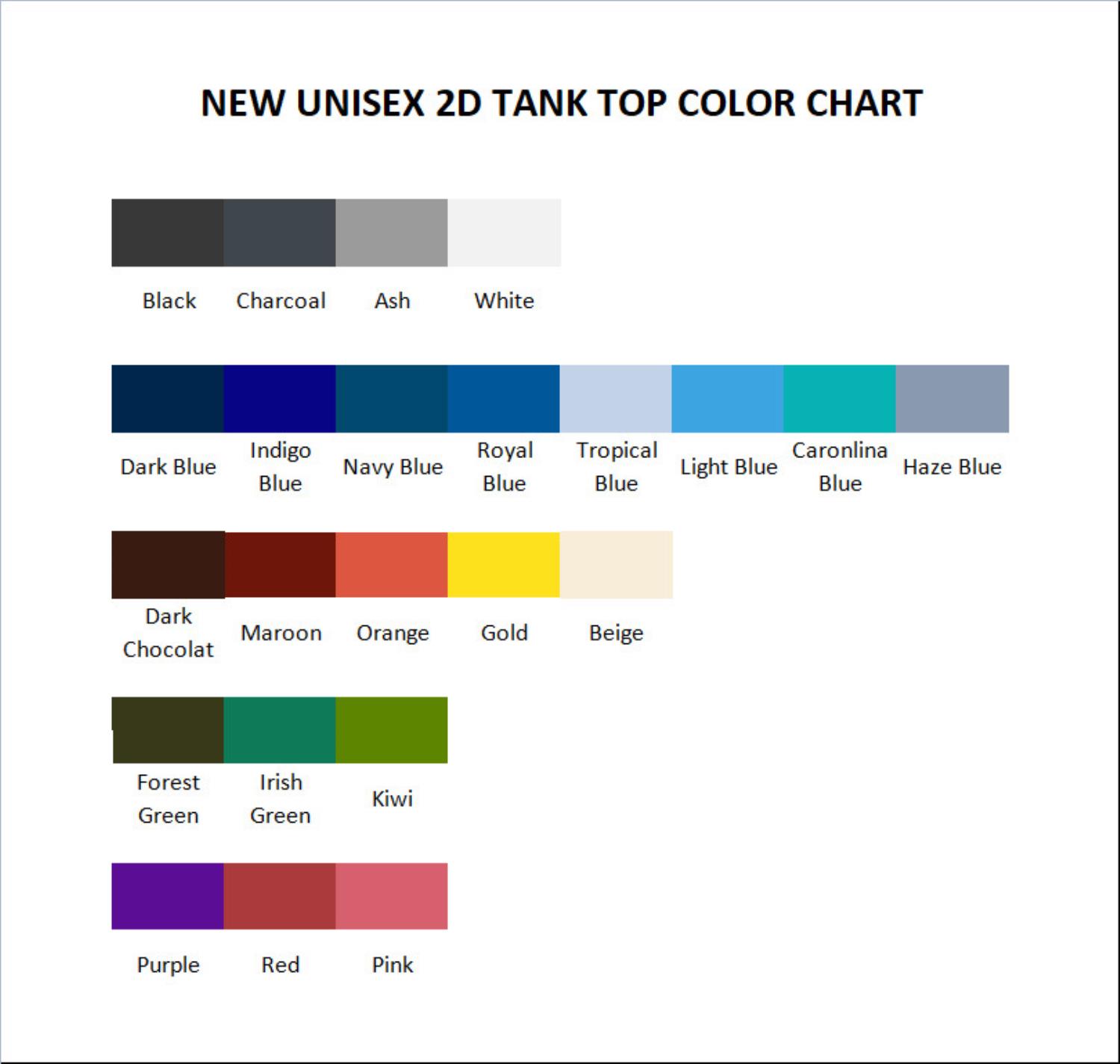 tank top color chart - Akame Ga Kill Merch